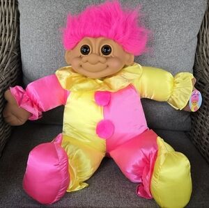 Vintage Troll Doll Plush Russ Jumbo Clown Troll Plush Stuffed Huge Russ Pink